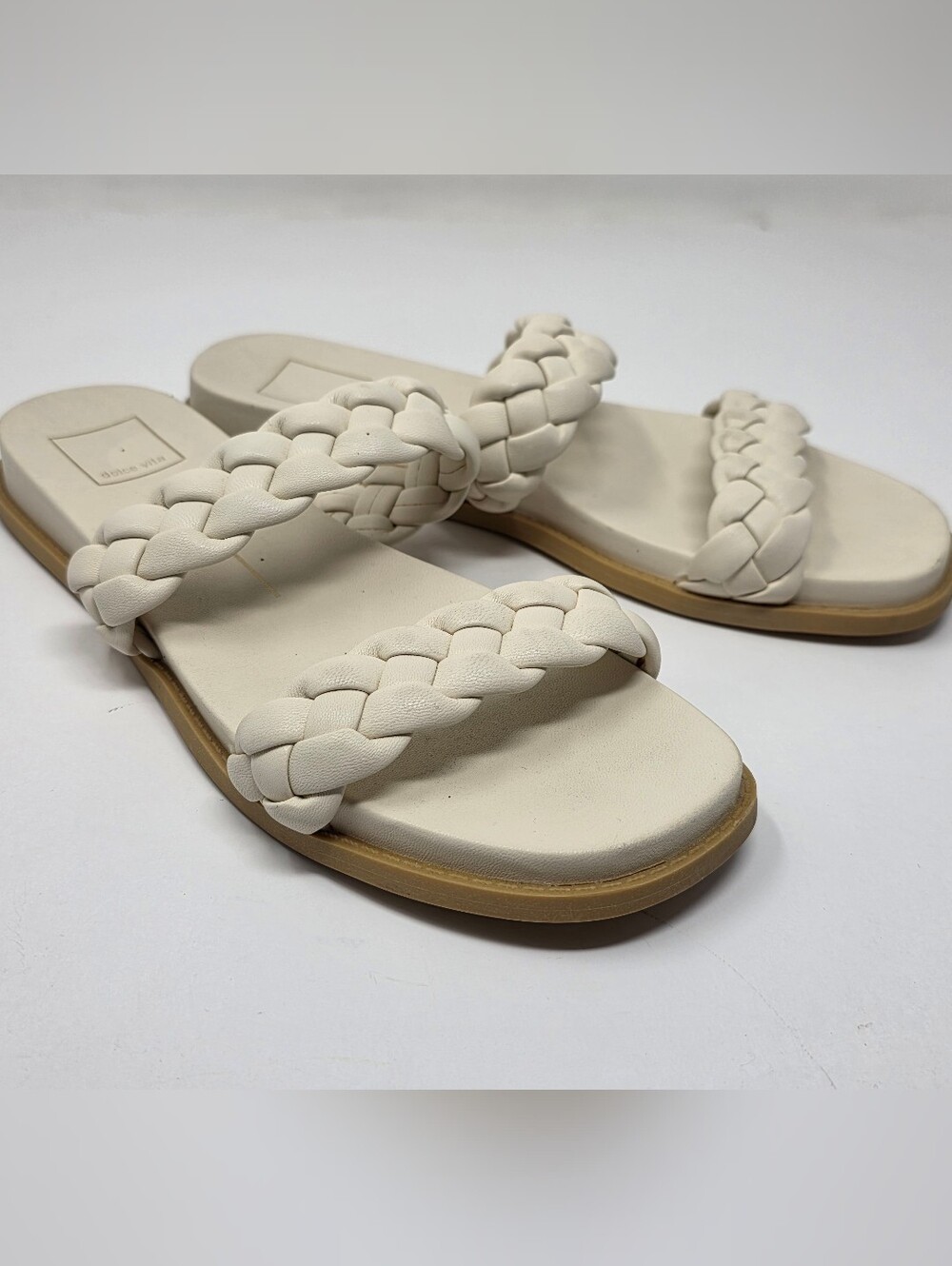 Dolce Vita Braided Faux Leather Double strap flat sandals Size 9.5
